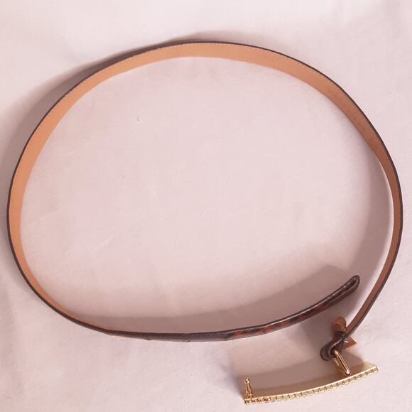 Rhinestone Studded Buckle Skinny Belt Womens XSmall Waist Brown Black Strap - Picture 6 of 14